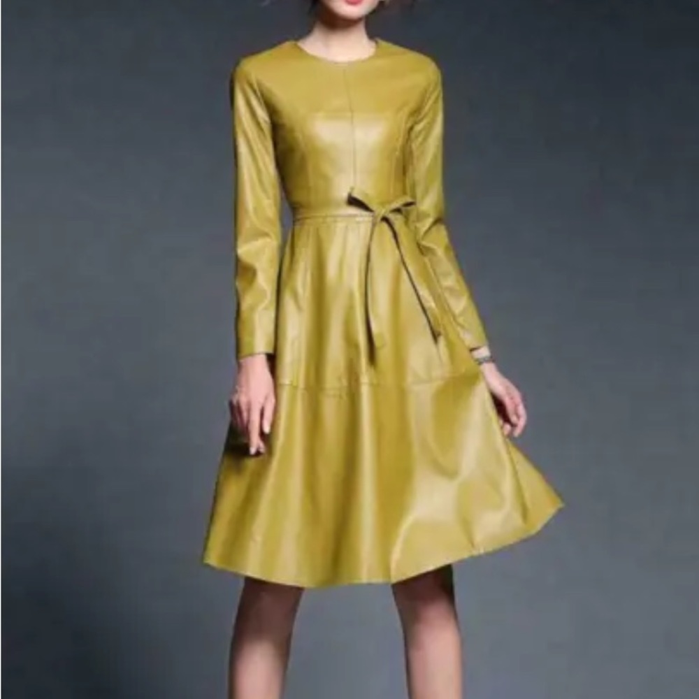 YUXINER Vegan leather dress